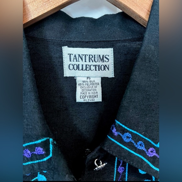 Tantrums Collections Light Weight Emroidered Floral Button Down Shirt/Jacket PS - Picture 6 of 11